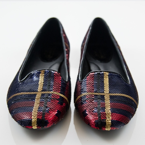 Coach Deborah Tartan Sequin Ballet Flats SIze 8.5B - Picture 2 of 6